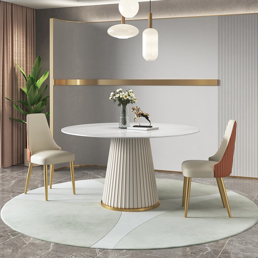 Contemporary Sintered Stone Table Round Table Set 1/3/4/5/6/7 Pieces Dining Set