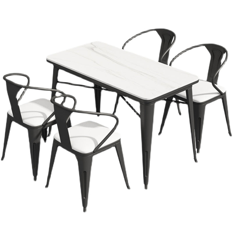 Black and White Dinette Set 1/2/3/5 Pieces Modern Stone Dining Table Set
