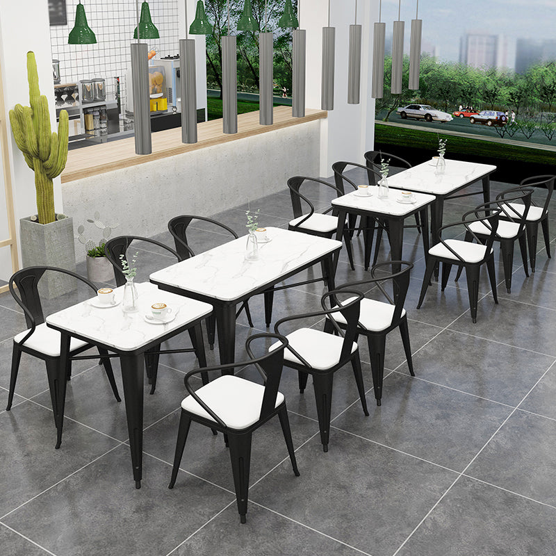 Black and White Dinette Set 1/2/3/5 Pieces Modern Stone Dining Table Set