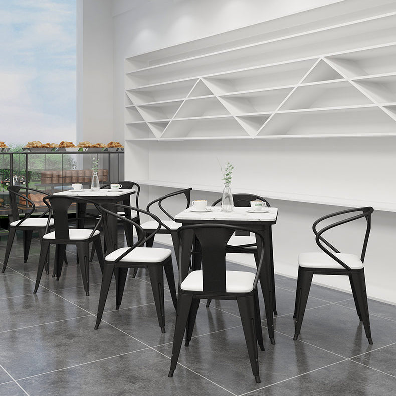 Black and White Dinette Set 1/2/3/5 Pieces Modern Stone Dining Table Set