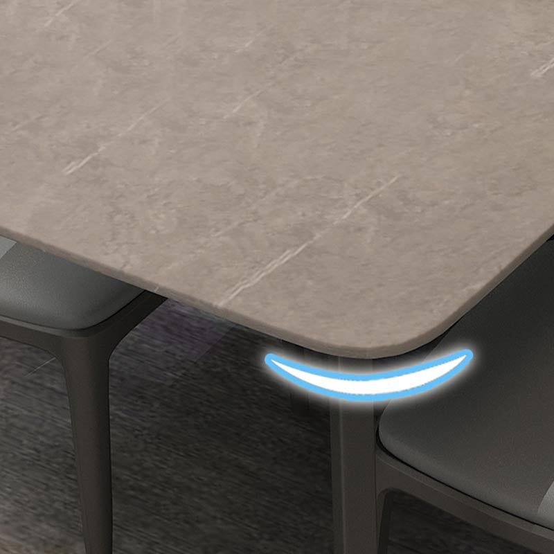 Industrial Sintered Stone Top Dining Table Rectangle Table with Double Pedestal