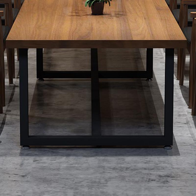 Industrial Rectangle Dinner Room Kitchen Table Brown Solid Wood Dinner Table