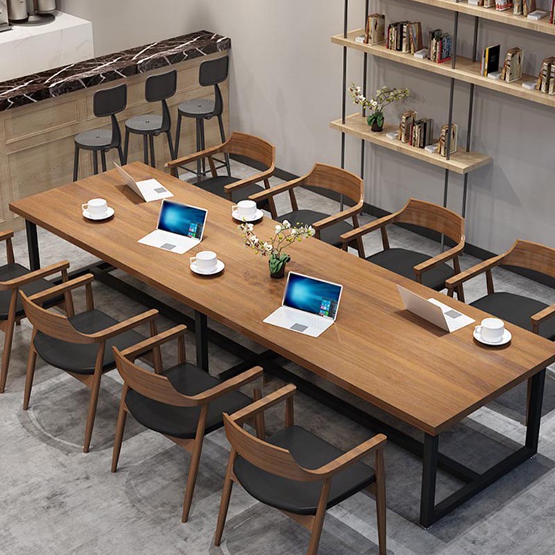 Industrial Rectangle Dinner Room Kitchen Table Brown Solid Wood Dinner Table