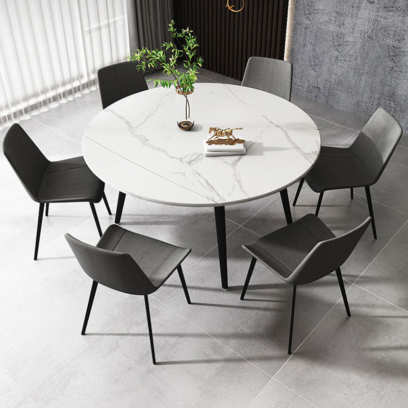 Modern Stone Round Table Standard Height Dining Table with 4 Legs