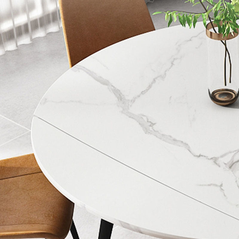 Modern Stone Round Table Standard Height Dining Table with 4 Legs