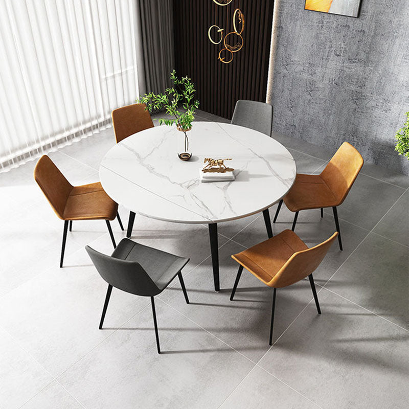 Modern Stone Round Table Standard Height Dining Table with 4 Legs