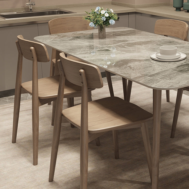 Rectangle Shaker Style Dining Table 4 Solid Wood Brown Legs Dining Table