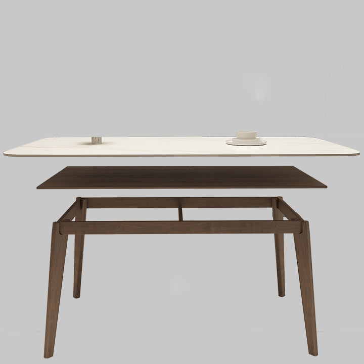 Rectangle Shaker Style Dining Table 4 Solid Wood Brown Legs Dining Table