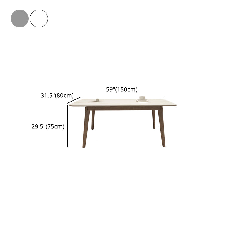 Rectangle Shaker Style Dining Table 4 Solid Wood Brown Legs Dining Table