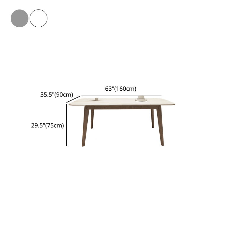Rectangle Shaker Style Dining Table 4 Solid Wood Brown Legs Dining Table