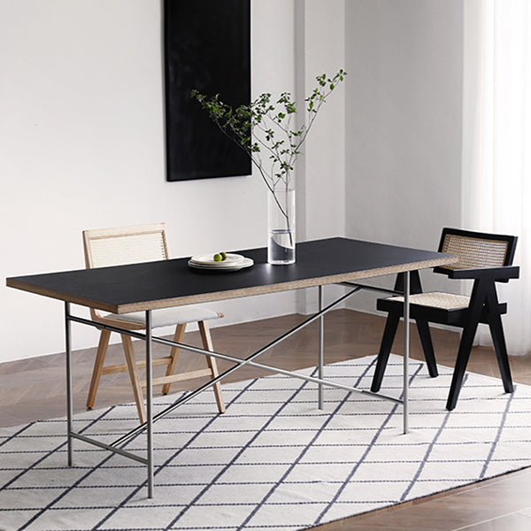 Rectangle Dining Table Industrial Wooden Kitchen Table with Seld Base