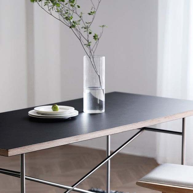 Rectangle Dining Table Industrial Wooden Kitchen Table with Seld Base