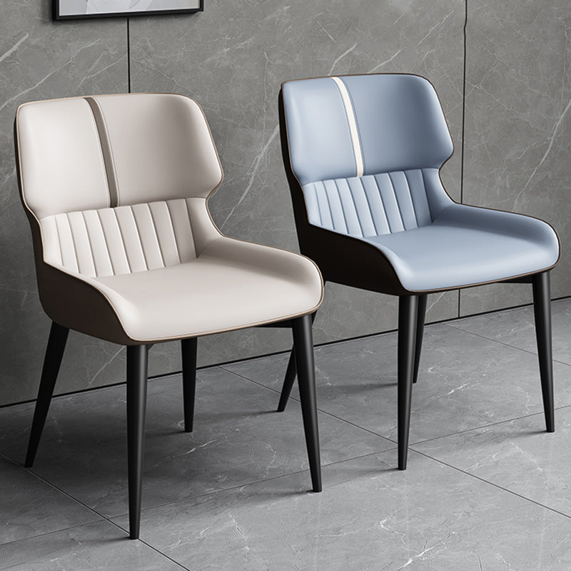 Contemporary Leather Side Chair Wingback Side Chair for Dining Room