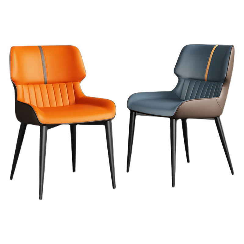 Contemporary Leather Side Chair Wingback Side Chair for Dining Room