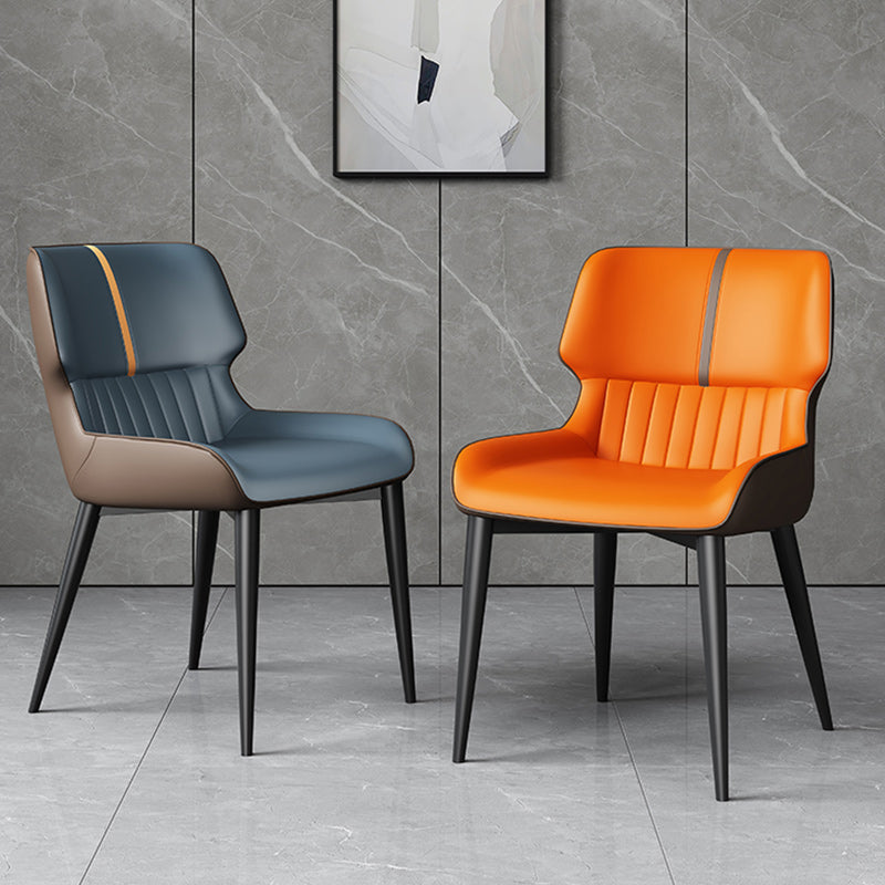 Contemporary Leather Side Chair Wingback Side Chair for Dining Room