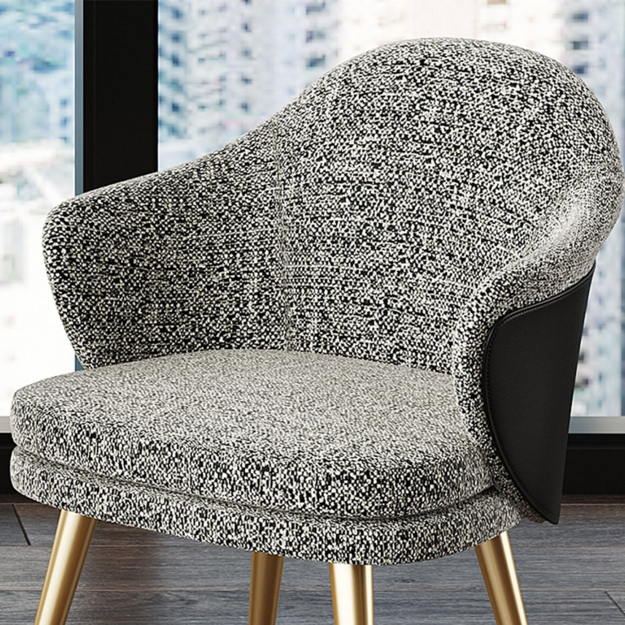 Glam Faux Leather Dining Chair Wingback Side Chair in Matte Finish