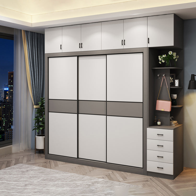 Contemporary Style Wooden Wardrobe White Colour Soft Close Door Wardrobe Closet