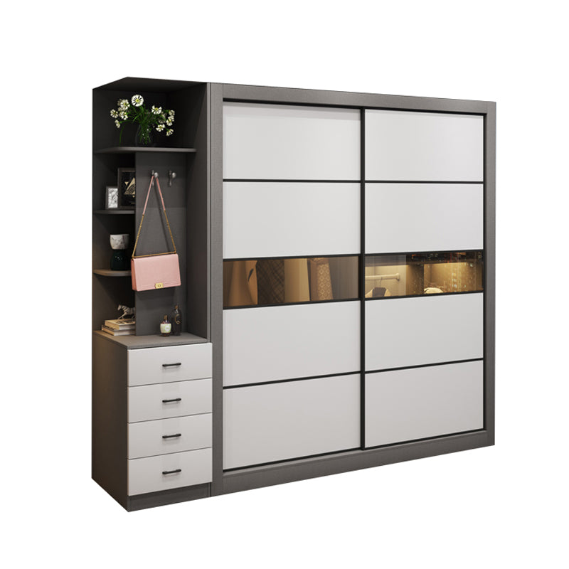 Contemporary Style Wooden Wardrobe White Colour Soft Close Door Wardrobe Closet
