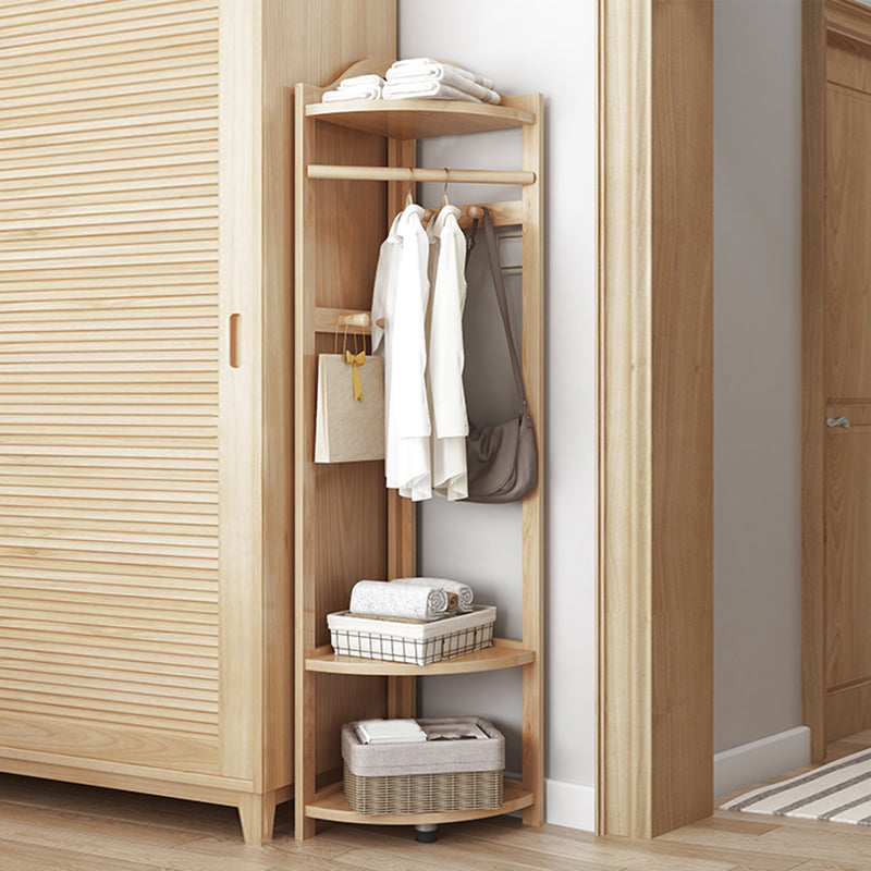 Modern Style Open Armoire Pine Wood Cabinet with Clothing Rod