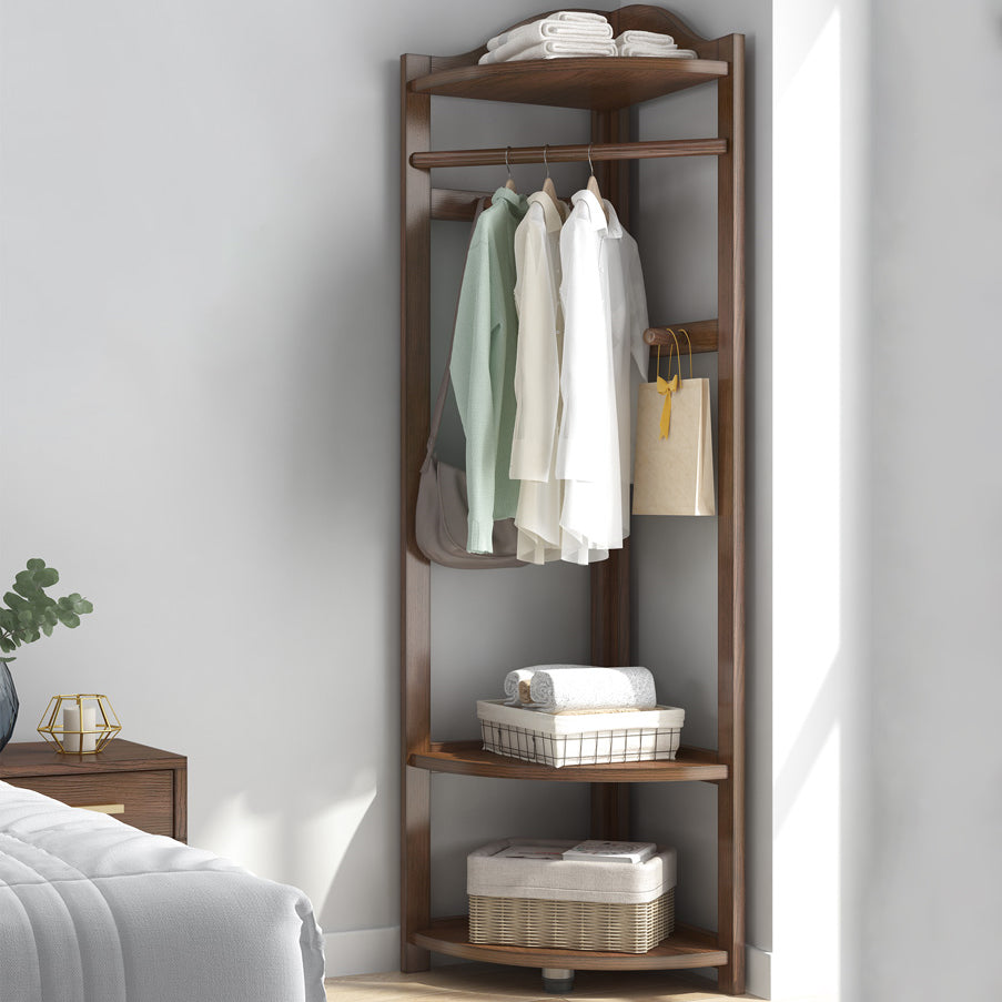 Modern Style Open Armoire Pine Wood Cabinet with Clothing Rod