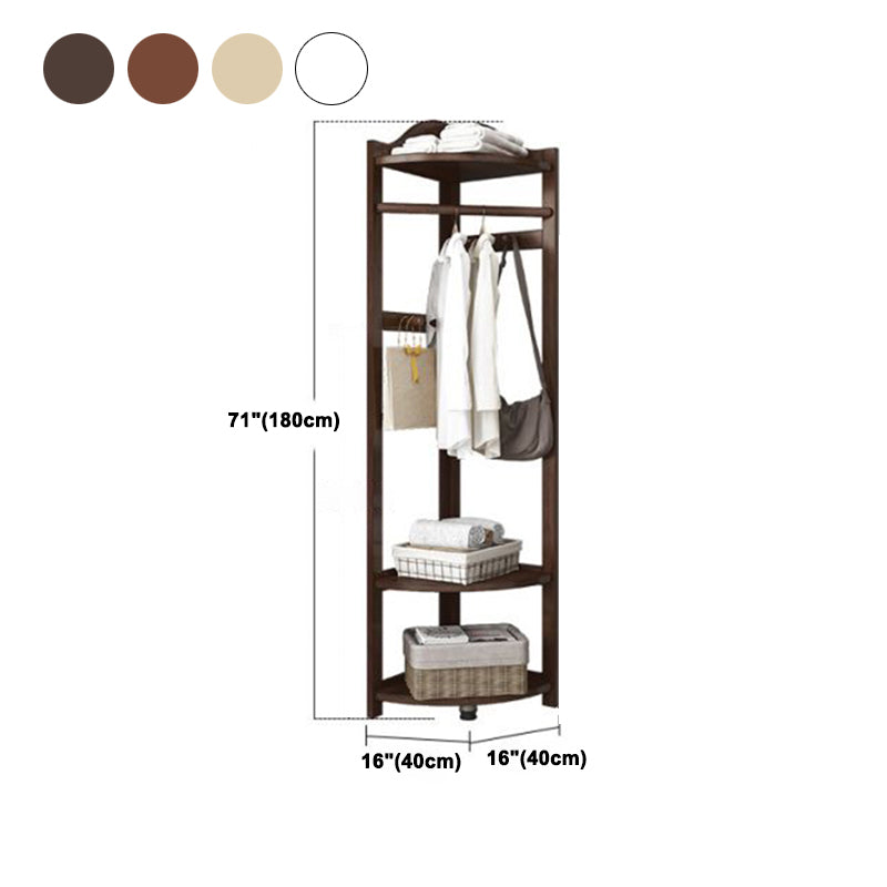 Modern Style Open Armoire Pine Wood Cabinet with Clothing Rod