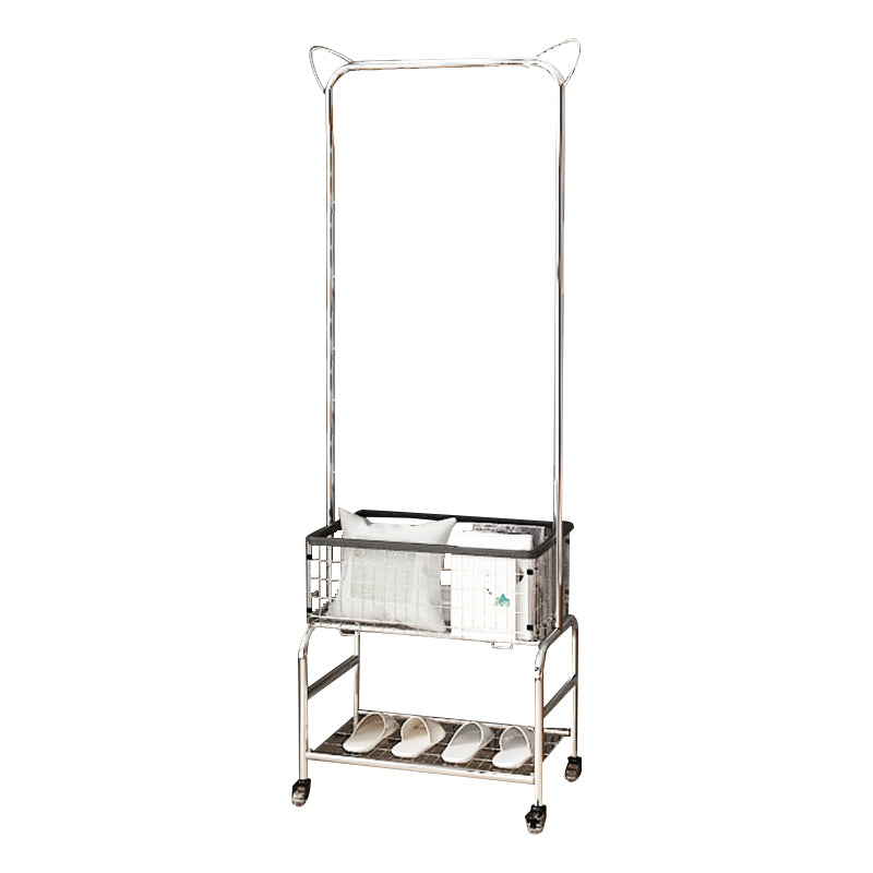 Contemporary Style Wardrobe Metal Open Wardrobe with Wheels for Home