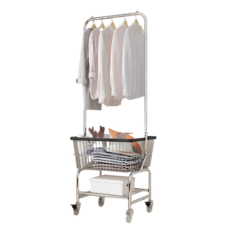 Contemporary Style Wardrobe Metal Open Wardrobe with Wheels for Home