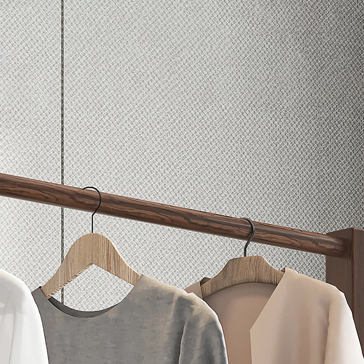 Contemporary Rubberwood Solid Wood Wardrobe 2 Shelves Wardrobe Closet