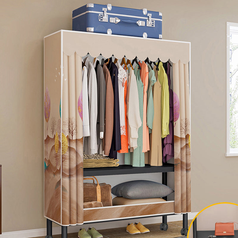 Steel Frame Wardrobe Armoire Contemporary Style Wardrobe Cabinet for Home