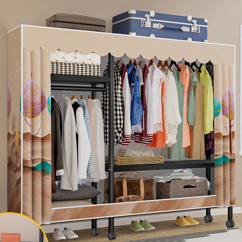 Steel Frame Wardrobe Armoire Contemporary Style Wardrobe Cabinet for Home