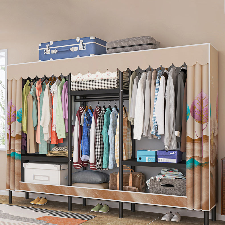 Steel Frame Wardrobe Armoire Contemporary Style Wardrobe Cabinet for Home