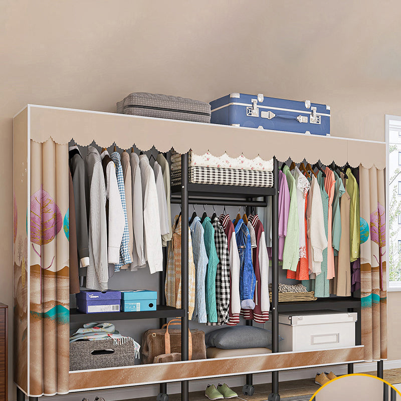 Steel Frame Wardrobe Armoire Contemporary Style Wardrobe Cabinet for Home