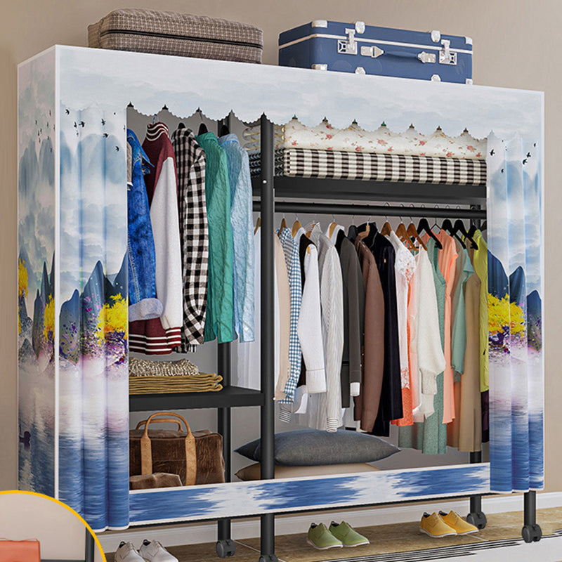 Steel Frame Wardrobe Armoire Contemporary Style Wardrobe Cabinet for Home