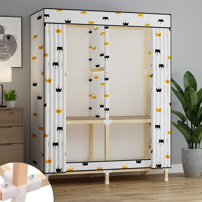 Walnut Wood Frame Wardrobe Armoire Contemporary Style Wardrobe Cabinet for Bedroom