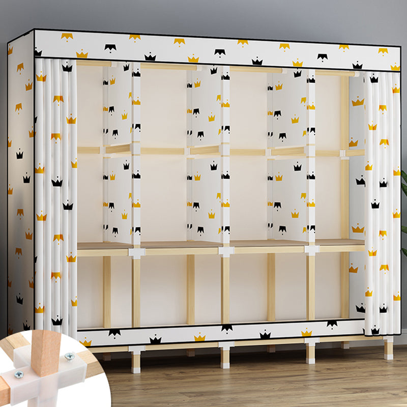 Walnut Wood Frame Wardrobe Armoire Contemporary Style Wardrobe Cabinet for Bedroom