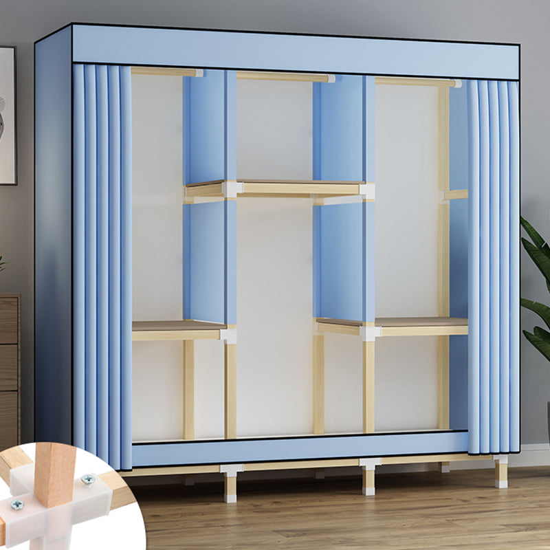 Walnut Wood Frame Wardrobe Armoire Contemporary Style Wardrobe Cabinet for Bedroom