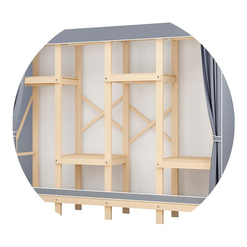 Walnut Wood Frame Wardrobe Armoire Contemporary Style Wardrobe Cabinet for Bedroom