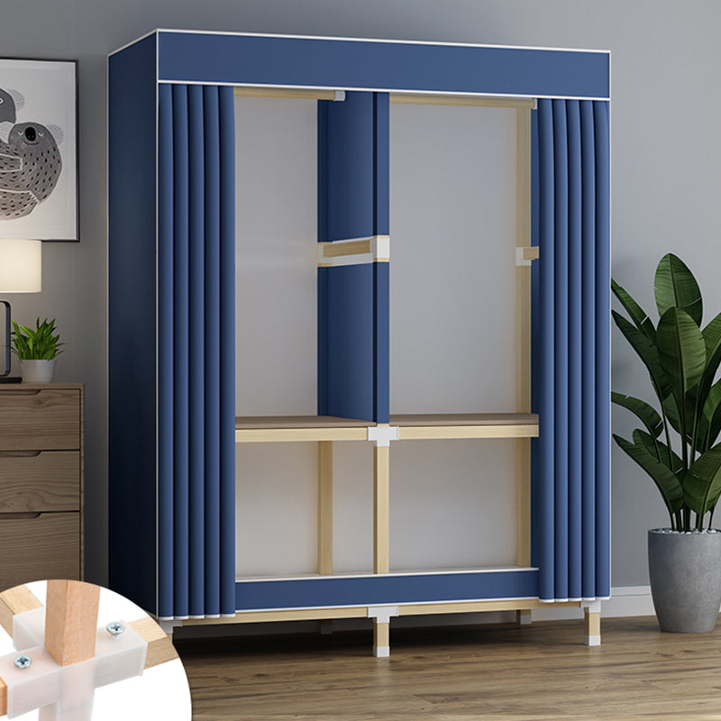 Walnut Wood Frame Wardrobe Armoire Contemporary Style Wardrobe Cabinet for Bedroom