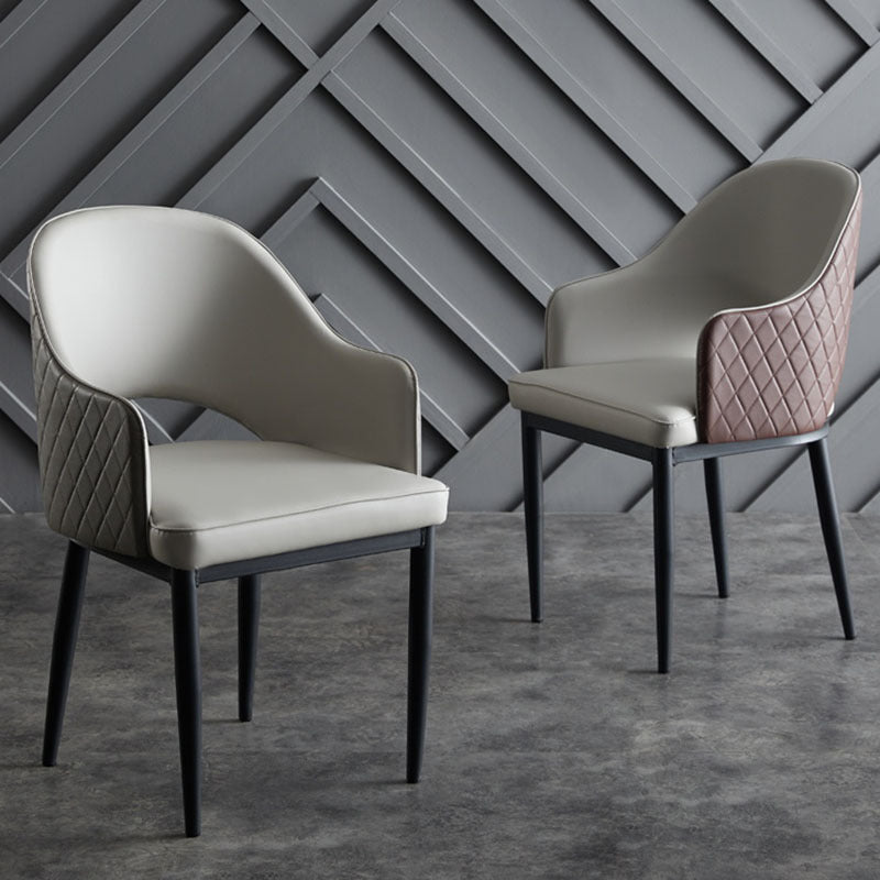 Glam Faux Leather Dining Chair Open Back Dining Side Furniture in Matte Finish for Indoor