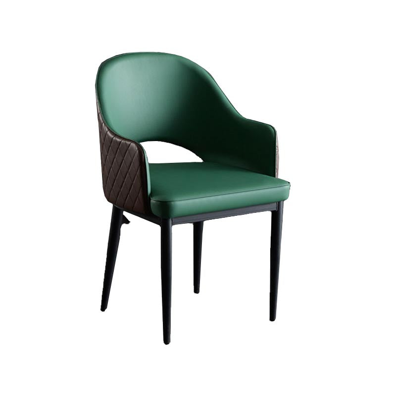 Glam Faux Leather Dining Chair Open Back Dining Side Furniture in Matte Finish for Indoor