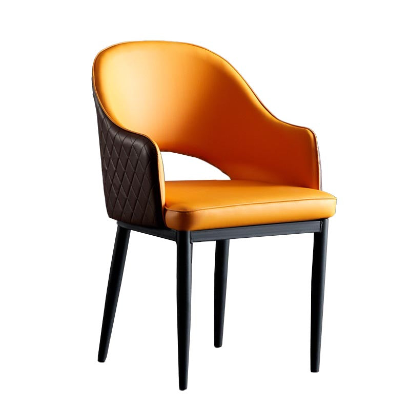 Glam Faux Leather Dining Chair Open Back Dining Side Furniture in Matte Finish for Indoor