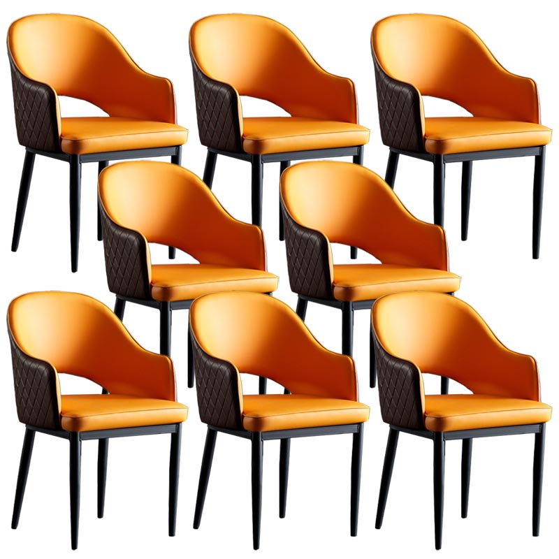 Glam Faux Leather Dining Chair Open Back Dining Side Furniture in Matte Finish for Indoor