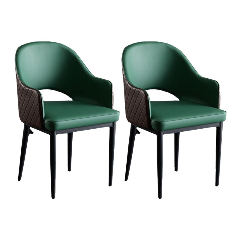 Glam Faux Leather Dining Chair Open Back Dining Side Furniture in Matte Finish for Indoor