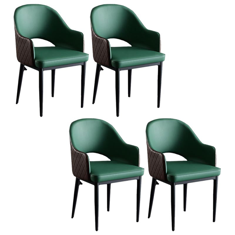 Glam Faux Leather Dining Chair Open Back Dining Side Furniture in Matte Finish for Indoor