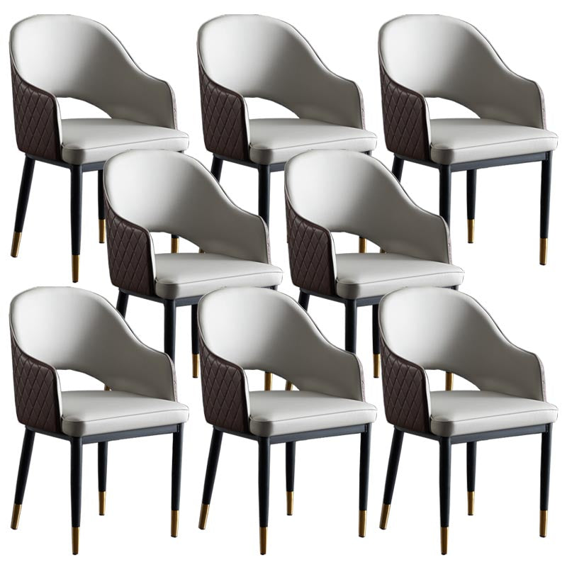 Glam Faux Leather Dining Chair Open Back Dining Side Furniture in Matte Finish for Indoor