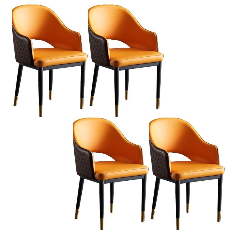 Glam Faux Leather Dining Chair Open Back Dining Side Furniture in Matte Finish for Indoor