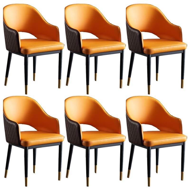 Glam Faux Leather Dining Chair Open Back Dining Side Furniture in Matte Finish for Indoor