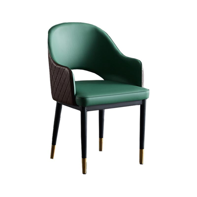 Glam Faux Leather Dining Chair Open Back Dining Side Furniture in Matte Finish for Indoor