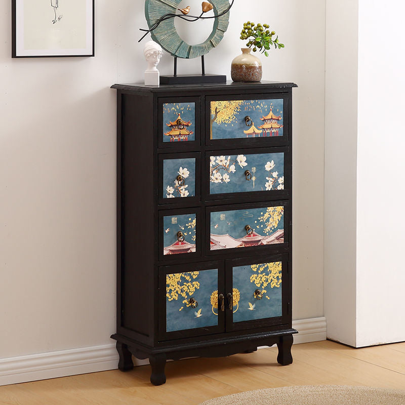 Traditional Style Combo Dresser Bedroom Solid Wood Storage Chest with Drawers and Doors