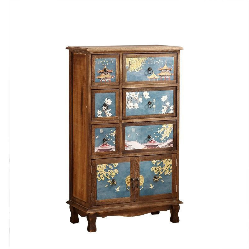 Traditional Style Combo Dresser Bedroom Solid Wood Storage Chest with Drawers and Doors